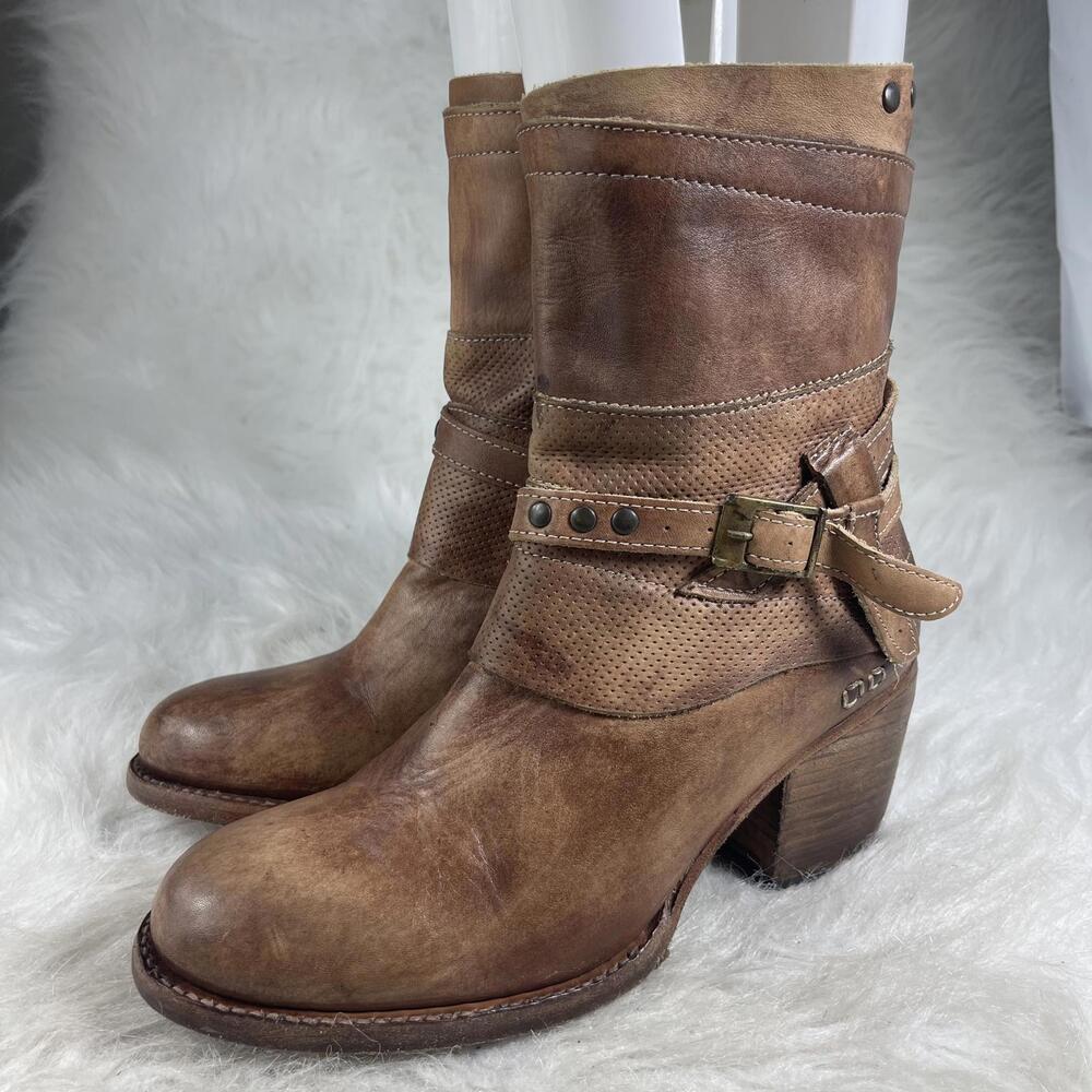 Bed Stu Cobbler Series Brown Leather Distressed Ankle Boots Womens Size 8 1/2